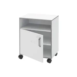 Bedside table TP 1.02 on rollers (chipboard color: white with gray edge) TM Alumix TMK