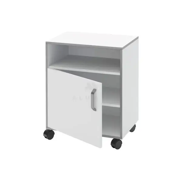 Bedside table TP 1.02 on rollers (chipboard color: white with gray edge) TM Alumix TMK