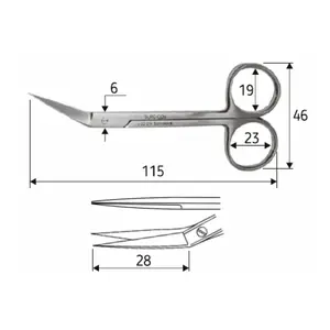 Iris scissors 11.5 cm - sharp/sharp, horizontally bent at an angle, J-22-214