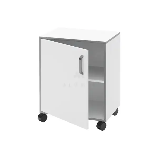 Bedside table TP 1.01 on rollers (chipboard color: white with gray edge) TM Alumix TMK