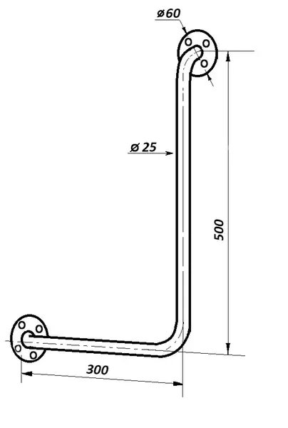 Curved wall-mounted handle / handrail for people with disabilities TM OMEGA