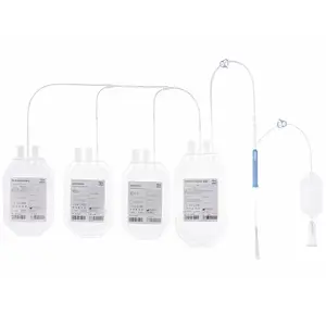 Single-use quadruple container for collection of 450 ml of whole blood