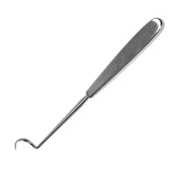 Deschamps ligature needle, length=20cm/8", bent to the right, for left hand, sharp, J-24-1022