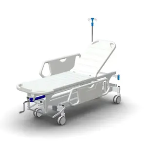 Medical trolley with mechanical height adjustment TPBr Horizon for transportation of patients TM OMEGA