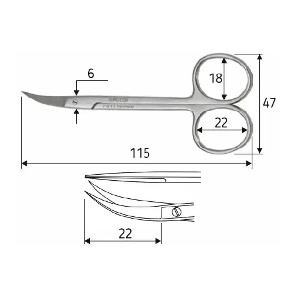 Iris scissors 11.5 cm - sharp/sharp, horizontally bent, J-22-213