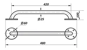 Straight wall-mounted handle / handrail for people with disabilities TM OMEGA