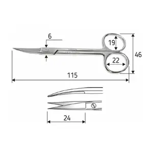 Operating scissors Iris - length 11.5 cm - sharp/sharp/curved, J-22-212